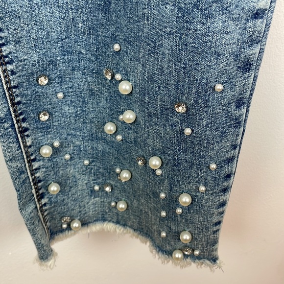 Women’s Est 1946 Denim Jeans, Pearls and Rhinestone Embellishments Size 14 - Picture 4 of 10